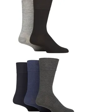 Mens 5 Pair Gentle Grip Dry Comfort Plain Socks Core Mix 6-11 - Assorted - Size: 6-11 Mens - SockShop - FashionsVida