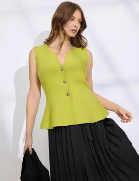 Women's Peplum Knitted Vest in Lime Size: 22-24 - Lime - Size: 22-24 - Star by Julien Macdonald - FashionsVida