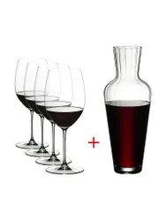 Set di 5 calici da vino rosso VERITAS Cabernet/Merlot e decanter trasparente