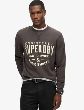 Superdry Herren Workwear Sweatshirt mit Applikation Schwarz - Größe: S - 79.99 - FashionsVida