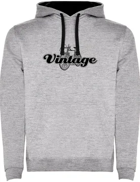 Felpa Con Cappuccio Vintage Two-colour Heather Grey / Black - Kruskis - FashionsVida