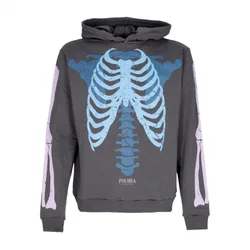 Felpa Leggera Cappuccio Uomo Bones Hoodie Grey/blue/lilac