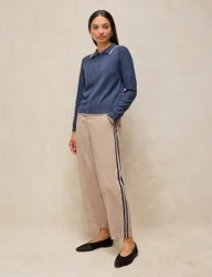 Pure Cotton Utility Barrel Leg Trousers Natural female