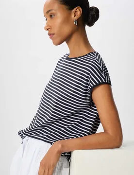 Pure Cotton Striped T-Shirt Navy Mix female - Whistles - FashionsVida
