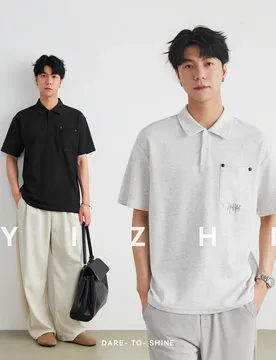 Men's Pocket Button Decor Polo Shirt 2026 Summer Crew Neck Simple Drop Shoulder Commute Versatile Knit Tee - Aliexpress - FashionsVida