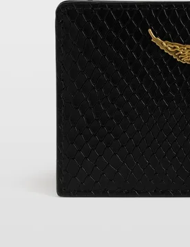 Zadig & Voltaire - Tarjetero pequeña de mujer de piel negra con efecto pitón - Zadig & Voltaire - FashionsVida
