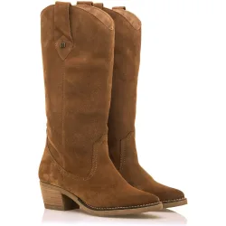 Botas cowboy de mujer altas en piel de serraje