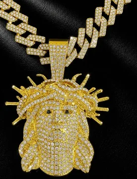 Hip‑Hop Thorn Spikes Human Portrait Pendant Necklace For Men Alloy Iced‑Out Zircon Cuban Chain Street Fashion Neck Jewelry - Aliexpress - FashionsVida