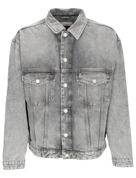 Giubbotto Jeans Uomo Aiden Oversized Trucker Jacket Denim Black - Tommy hilfiger - FashionsVida
