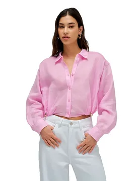 Camicia A Maniche Lunghe 21012028 Cropped Pink S - Salsa Jeans - FashionsVida