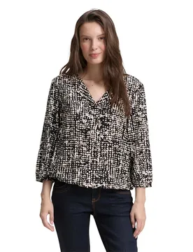 Blusa A Maniche 3/ 10757 Navy Abstract Dot Design 36 - Tom tailor - FashionsVida