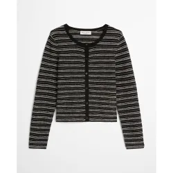 Chaqueta de rayas regular mezcla de algodón y lino