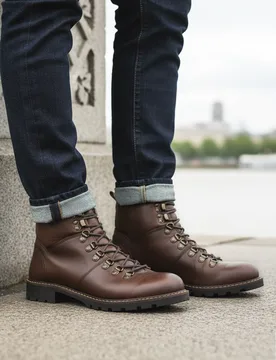 Marble Mens Leather Lace Up Boots - Silver Street London - FashionsVida