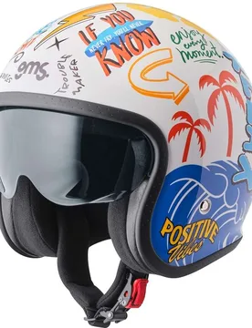 Casco Moto Jet Ride & Surf bianco giallo blu con vibrazi taglia XS - gms - FashionsVida