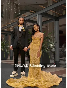 Luxury Crystals Lace Sequin Mermaid Prom Dress Black Girl See Through Evening Party Gown Aso Ebi Sexy robes de soirée Customized - Aliexpress - FashionsVida