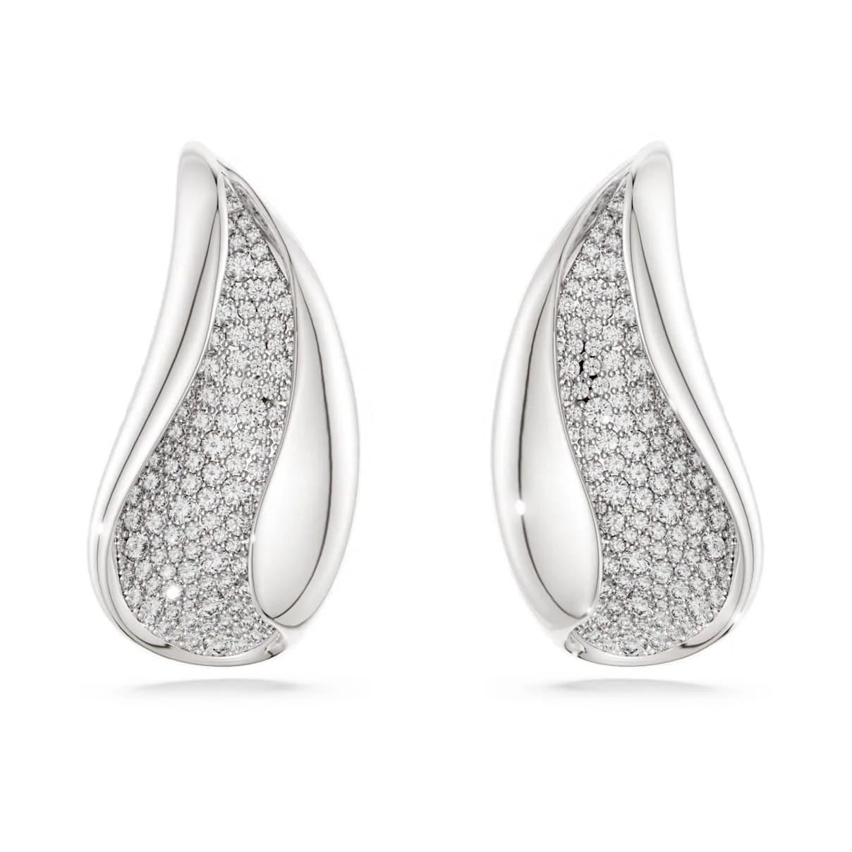 Orecchini a clip Classica, Statement, Taglio rotondo, Bianchi, Argento Sterling L - Swarovski - FashionsVida