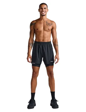 Aero Mesh 5´´ 2 In 1 Shorts Black / Silver Reflective 2XL Men - 2XU - FashionsVida