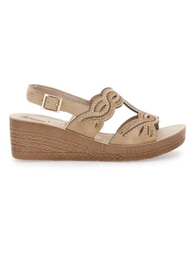 Sandali beige con zeppa decorati 14 GO 38 - Inblu - FashionsVida