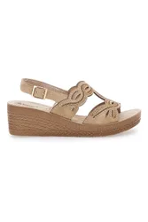 Sandali beige con zeppa decorati 14 GO 38