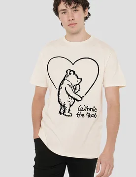 Unisex Winnie The Pooh Classic Pooh Heart T-Shirt, Natural Size: 2XL - Natural - Size: 2XL - Disney - FashionsVida