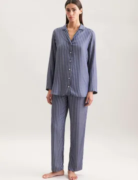 Regular Pyjama Gestreift Blau 38 - Seidensticker - FashionsVida