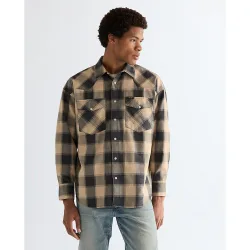 Camisa de hombre de manga larga de cuadros