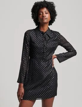 Superdry Damen Bedrucktes Mini-hemdkleid Schwarz - Größe: 36 - 99.99 - FashionsVida