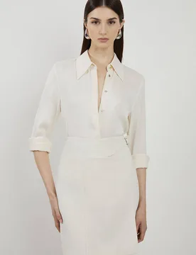 Women's Tailored Buckle Detail Pleated Mini Skirt in Ivory Size: 10 - Ivory - Size: 10 - Karen millen - FashionsVida