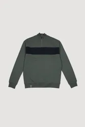 Mens 1/4 Zip Sweatshirt With Contrast Chest Panel