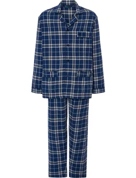Pijama completo de hombre de franela color azul - El Búho Nocturno - FashionsVida