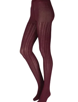 Women's 1 Pair Chevron Stripe Pattern Tights Cherry Medium/Large - Red - Size: Medium - Charnos - FashionsVida