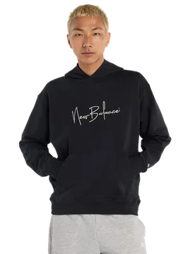 Athletics Signature Hoodie Herren Kapuzenpullover - Schwarz - Größe M - Baumwoll-Jersey Black M - New Balance - FashionsVida