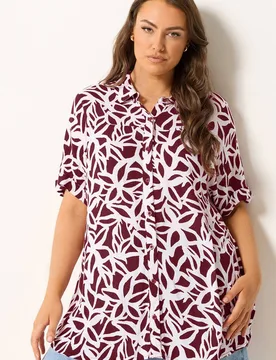 Women's Abstract Crinkle Shirt in Wine Size: 16 - Wine - Size: 16 - Yours - FashionsVida