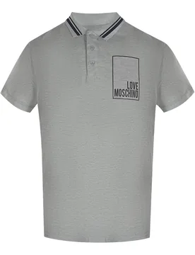 Mens Love Box Logo Grey Polo Shirt Cotton - Size 2xl - Moschino - FashionsVida