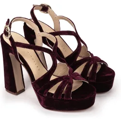 Sandalias de tacón de mujer con plataforma y hebilla