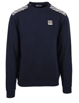 Mens Lamina Crewneck Sweatshirt Navy Cotton - Size X-Large - Aquascutum - FashionsVida