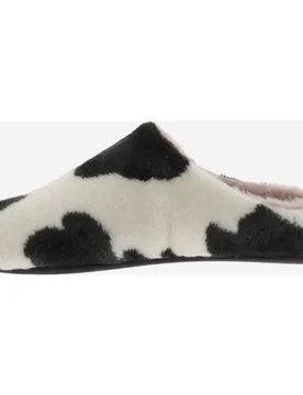 Zapatillas de casa abiertas de mujer de pelo con estampado de vaca - Victoria - FashionsVida