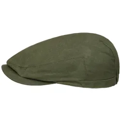 Waxed Cotton Flat Cap by - olive - Size: S (55-56 cm)