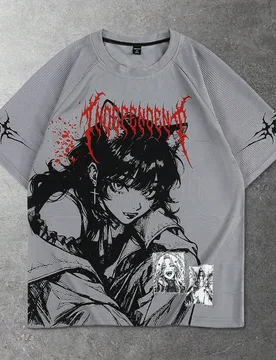 Camiseta de manga corta de uso diario casual y versátil para hombres con estampado de letra y dibujos animados de unicolor XL - Shein - FashionsVida