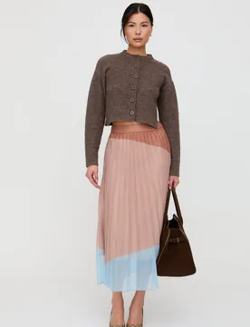 Ladbarn Colour Block Pleated Maxi Skirt In Multi - 8 - Lily and Lionel London Limited - FashionsVida
