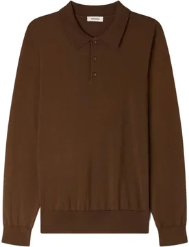 Polo de manga larga de hombre acanalado con cuello botones - sandro - FashionsVida