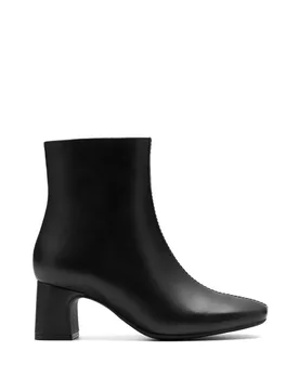 Leather Block Heel Ankle Boots Black female - Clarks - FashionsVida