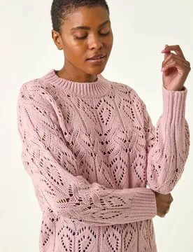 Women's Chevy Knit Jumper in Light Pink Size: 12 - Light Pink - Size: 12 - Roman - FashionsVida