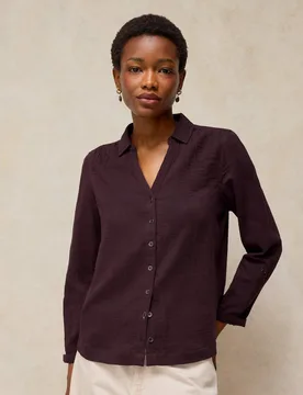 Pure Cotton Collared Shirt Brown female - White stuff - FashionsVida