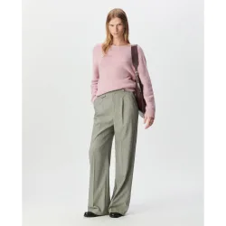 Pantalón de vestir de mujer con pinzas y estampado de rayas