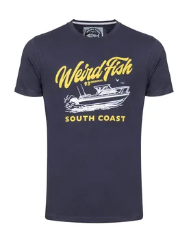 Weird Fish South Coast Front Print Graphic T-Shirt Size 4XL - men men all-mens men tshirts men tshirts graphic offers all-offers offers mens-2-for-40- - Midnight - FashionsVida