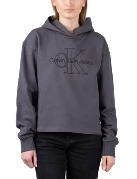 Embroidered Monologo Hoodie Washed Black M Damen - Calvin Klein - FashionsVida