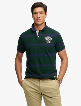 Superdry Herren Crest Stripe Poloshirt Green - Größe: XL - 54.99 - FashionsVida