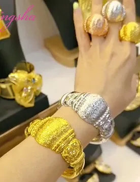 Nigerian Bracelet Ring Set for Women Fashion 18K Gold-Plated Silver Women's Bracelet Wedding Party Gift - Aliexpress - FashionsVida
