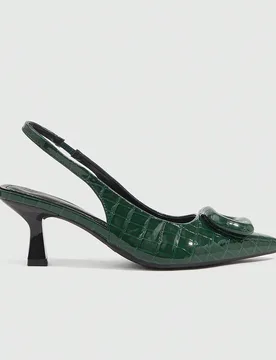 Sandalias de tacón alto con correa de tobillo y punta puntiaguda, tacón alto delgado con hebilla cuadrada, bombas de moda minimalistas para Navidad - Shein - FashionsVida